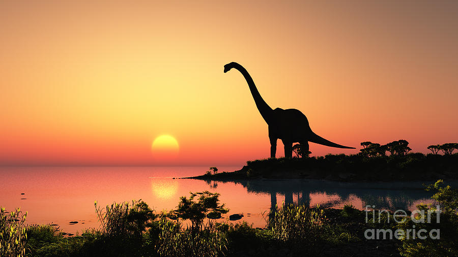 Small Digital Art - Giant Dinosaur In The Background Of The by Iurii Small Digital Art - Giant Dinosaur In The Background Of The by Iurii