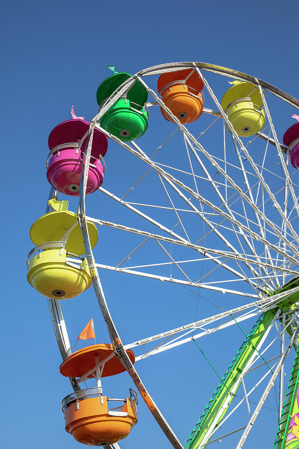 Giant Feris Wheel Against Blue Bird Sky Photograph by Don Johnston ...