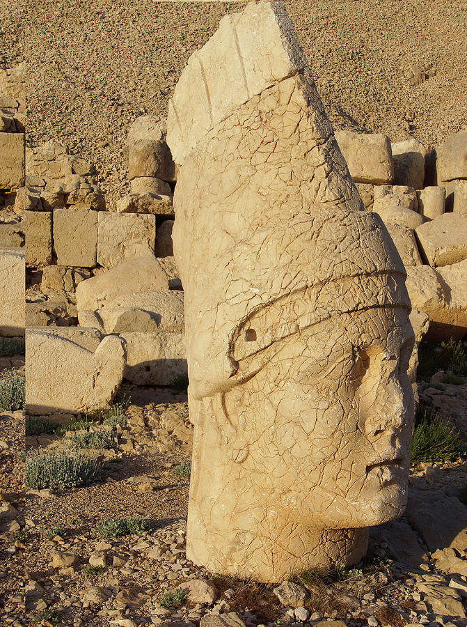 Giant head of Antiochus I Commagene,tumulus of Nemrut Dag,  Turk Photograph by Steve Estvanik