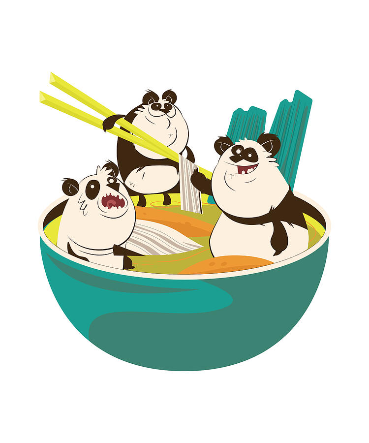 Giant Panda Bears in Japanese Ramen Noodle Bowl Digital Art by Cute and  Funny Animal Art Designs - Pixels