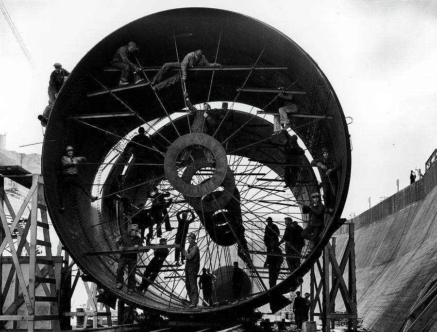 Giant Pipes Workers Photograph by Margaret Bourke-White