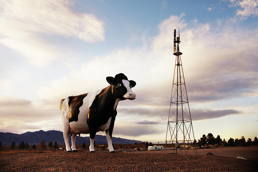 Giant Roadside Cow With Windmill Photograph by Mary Hockenbery