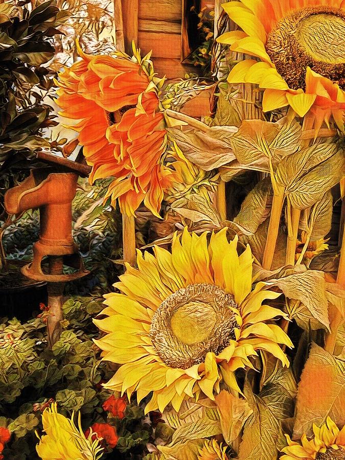 Giant sunflowers Digital Art by Elaine F | Fine Art America