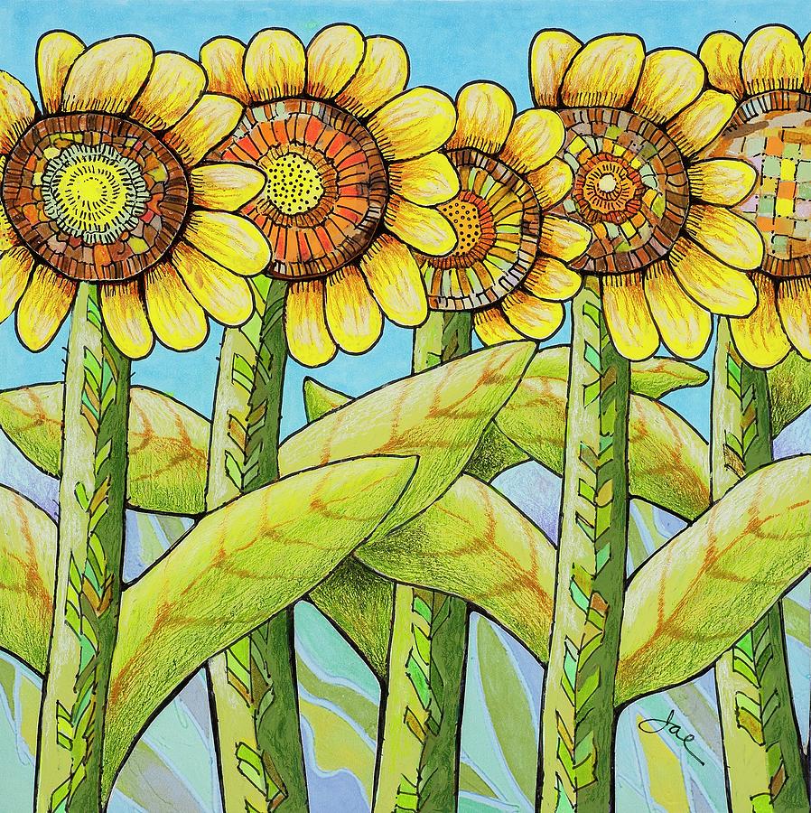 Giant Sunflowers Drawing by Janice A Larson