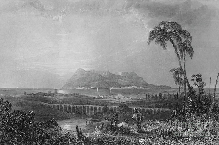 Gibraltar, From Algeziras, 1840 Drawing by Print Collector