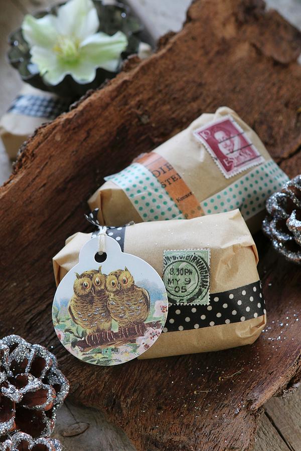 Gifts Wrapped Using Unusual Washi Tapes, Gift Tags And Stamps Photograph by Regina Hippel