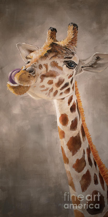 GiGi the Giraffe Painting by Annie Troe
