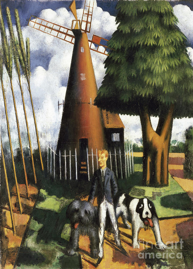 Gilbert Cannan And His Mill, 1916 Painting by Mark Gertler