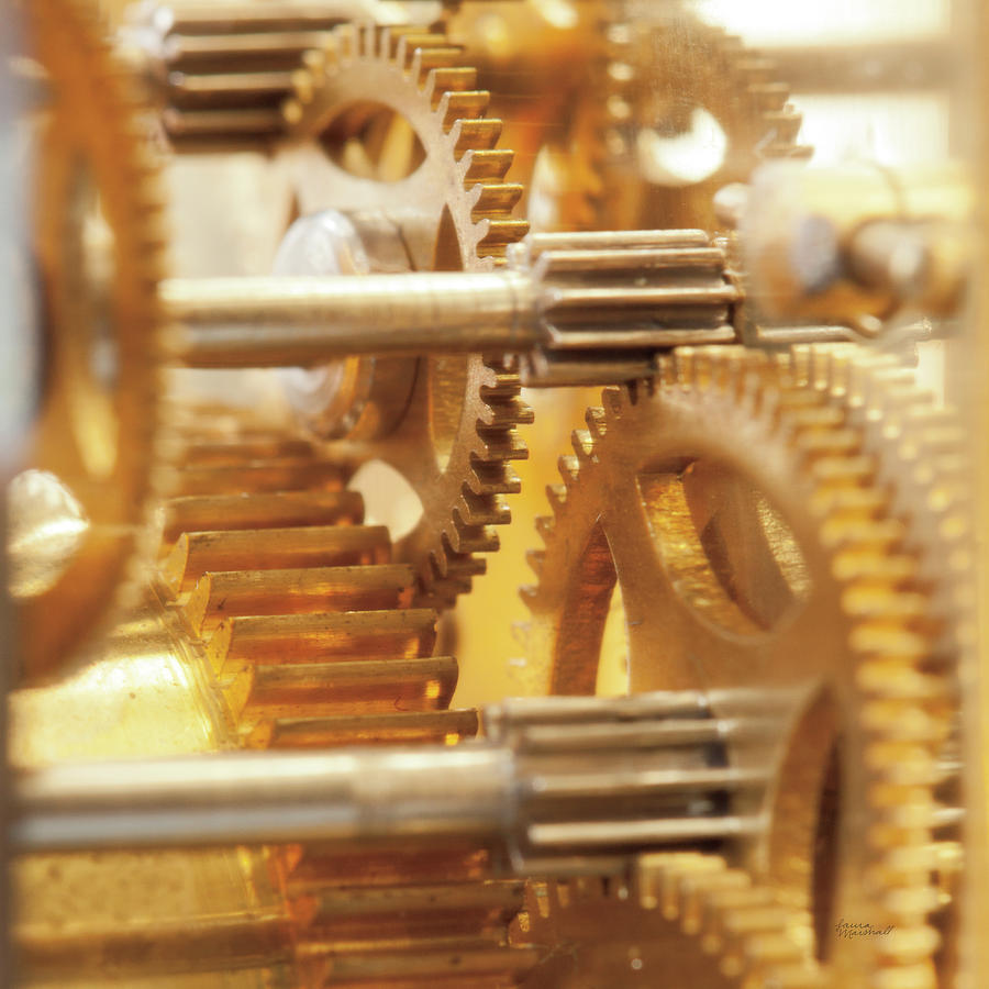Clock Photograph - Gilded Gears I by Laura Marshall