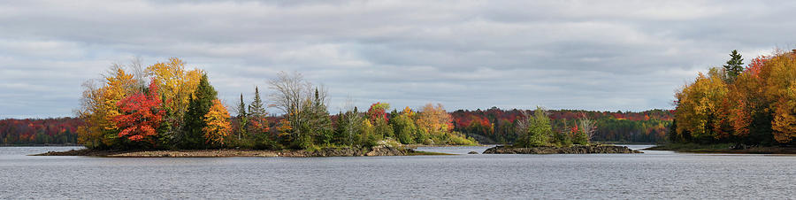 Gile Flowage in Fall  PANO Photograph by Brook Burling