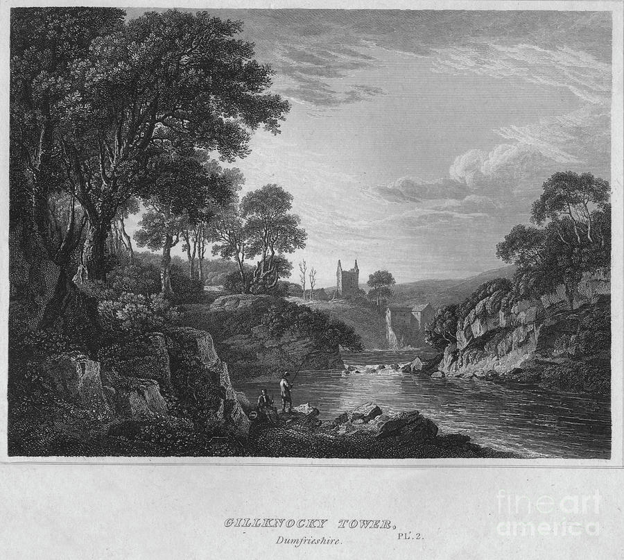 Gillknocky Tower, Dumfrieshire, 1814 Drawing by Print Collector