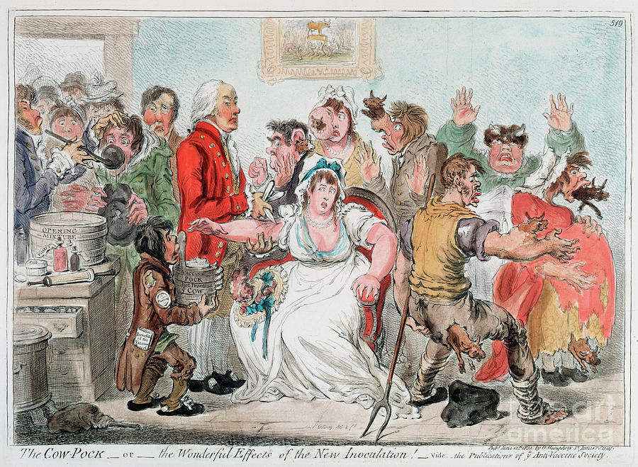 Gillray Cartoon On Vaccination Drawing by Print Collector