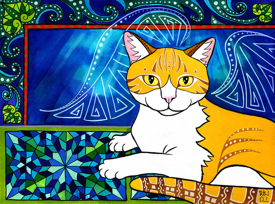 Ginger Angel Cat Painting Painting by Dora Hathazi Mendes