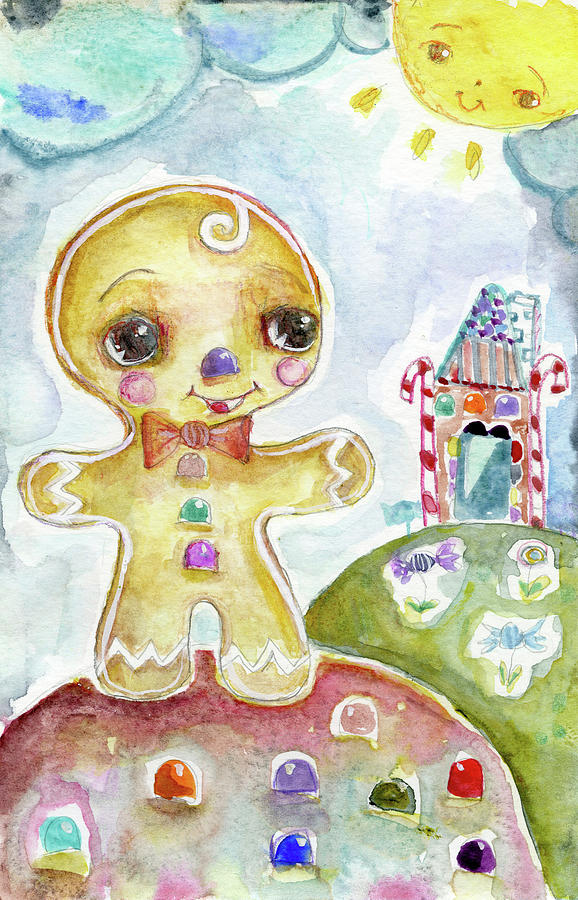 Christmas Painting - Ginger Bread Boy by Mindy Lacefield