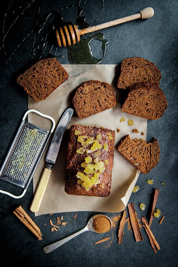 Ginger Cake With Honey And Candied Ginger Photograph by Magdalena Hendey