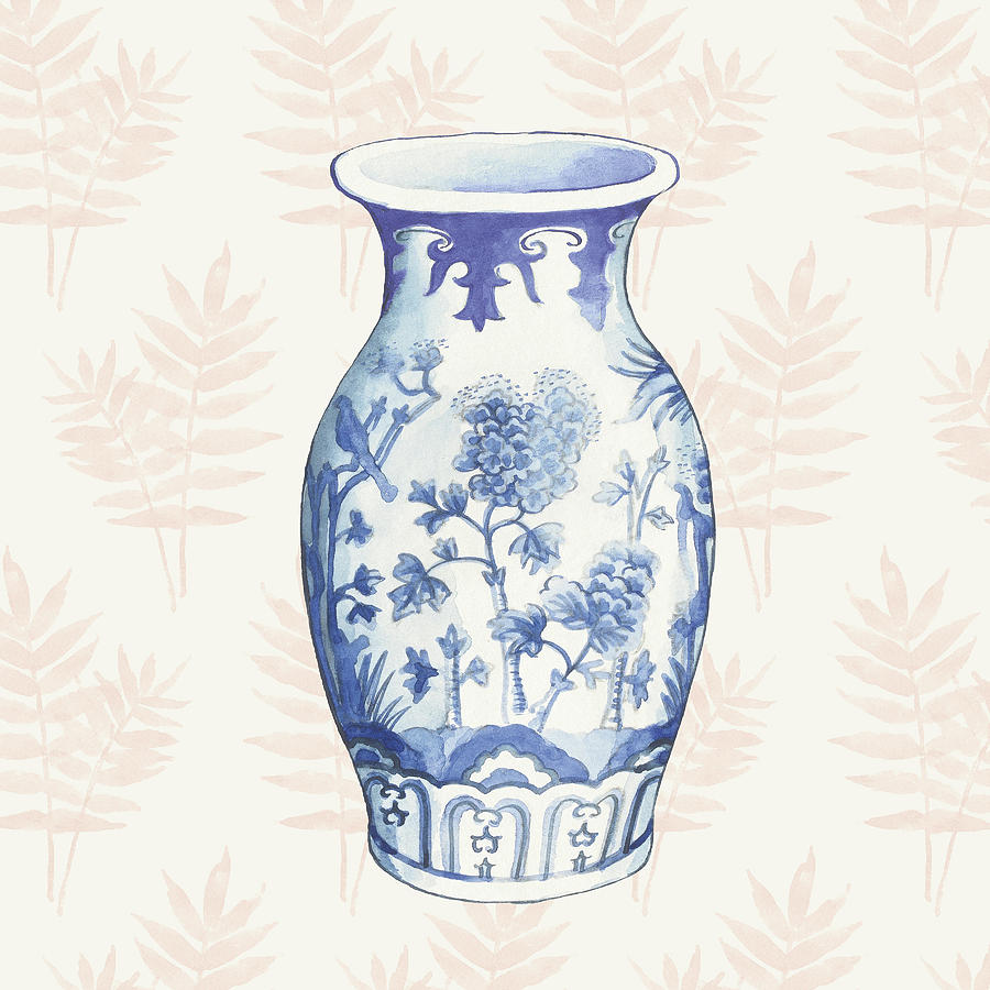 Asian Painting - Ginger Jar II Coral No Border by Wild Apple Portfolio Asian Painting - Ginger Jar II Coral No Border by Wild Apple Portfolio