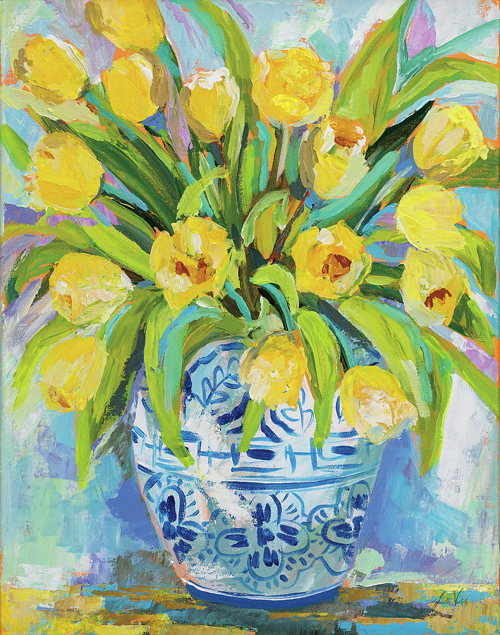 Flower Painting - Ginger Jar Tulips by Jeanette Vertentes