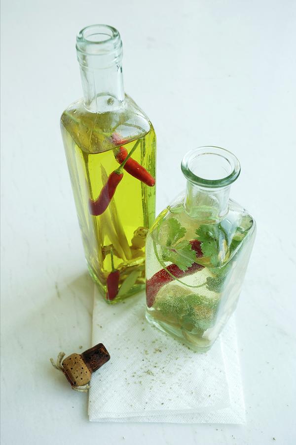 Ginger Oil With Lemongrass And Ginger Dressing With Coriander And Chilli Photograph by Michael Wissing