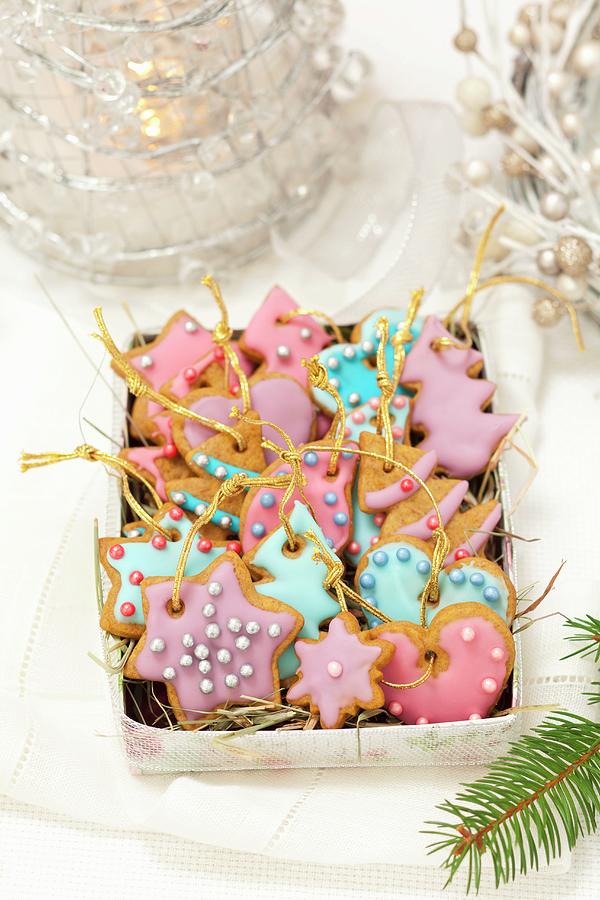 Gingerbread Biscuits Decorated With Pastel Coloured Icing Photograph by Rua Castilho