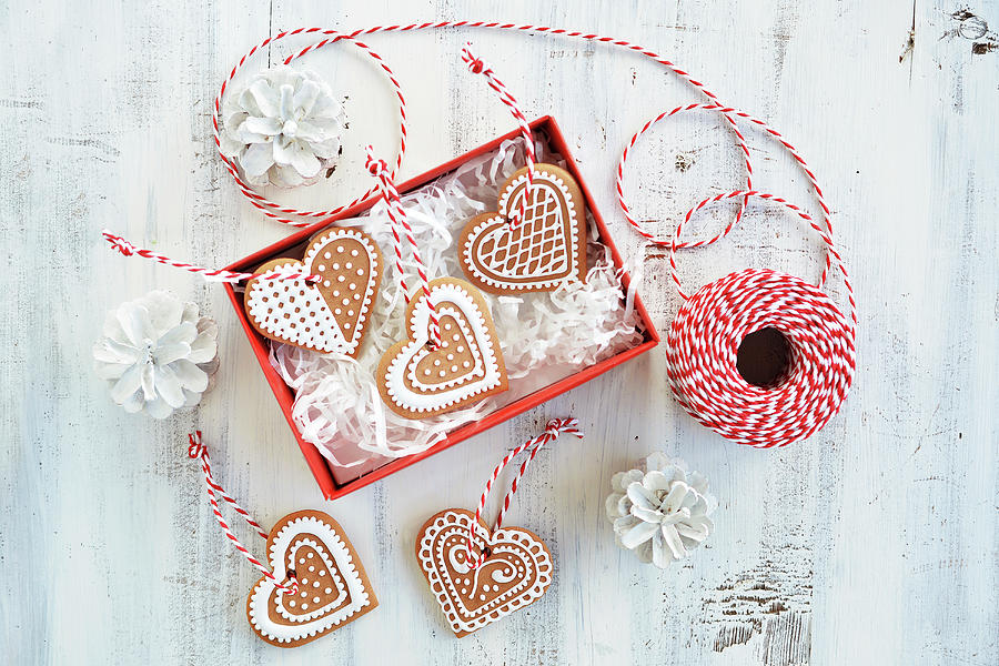 Gingerbread Biscuits In A Gift Box Photograph by Mariola Streim