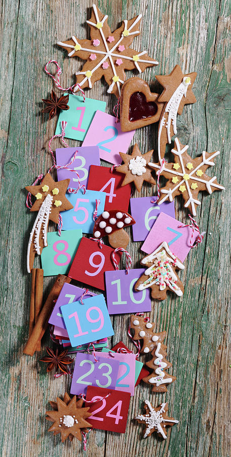 Gingerbread Biscuits With An Advent Calendar Photograph by Teubner Foodfoto