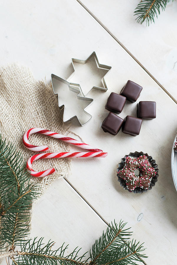 Gingerbread Cookies, Dominoes And Candy Canes Photograph by Jelena Filipinski