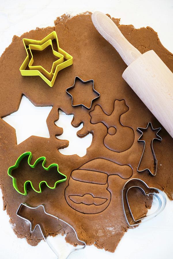 Gingerbread Dough With Cutters Photograph by Komar