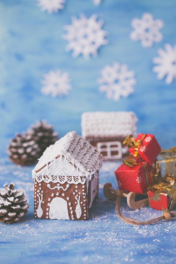 Gingerbread House And Mini Christmas Gifts Photograph by Malgorzata Laniak
