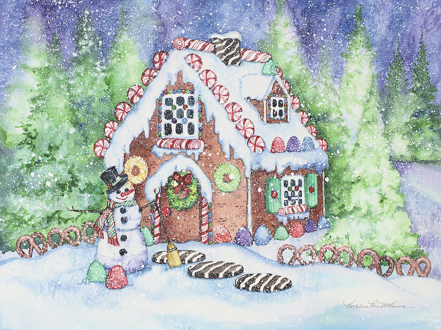 Candy Painting - Gingerbread House by Kathleen Parr Mckenna