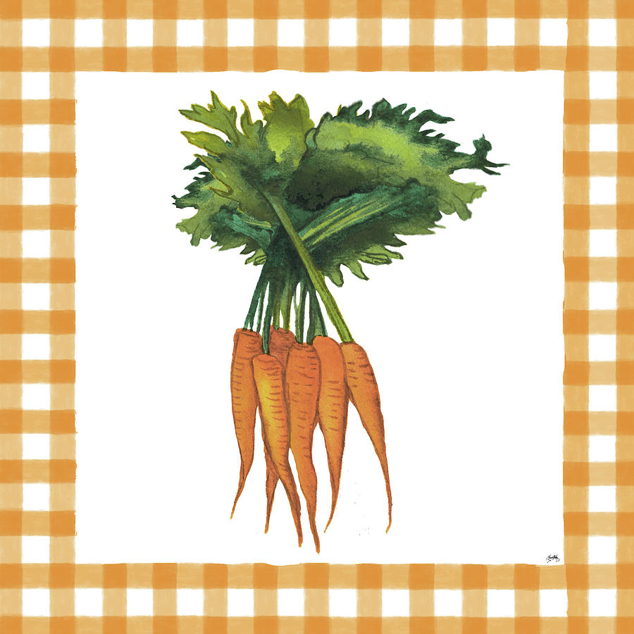 Carrot Mixed Media - Gingham Carrots by Elizabeth Medley