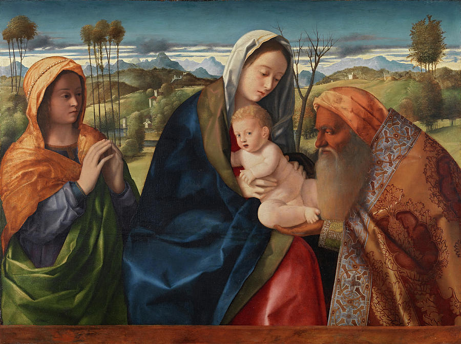 Giovanni Bellini Painting - Giovanni Bellini -Venice -?-, 1431/36 - Venice, 1516-. Nunc Dimittis -ca. 1505 - 1510-. Oil on pa... by Giovanni Bellini -1430-1516-