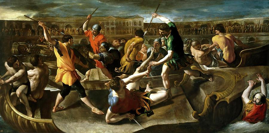 Giovanni di Stefano Lanfranco / Roman Naumachia, ca. 1635, Italian School. Painting by Giovanni Lanfranco -1582-1647-