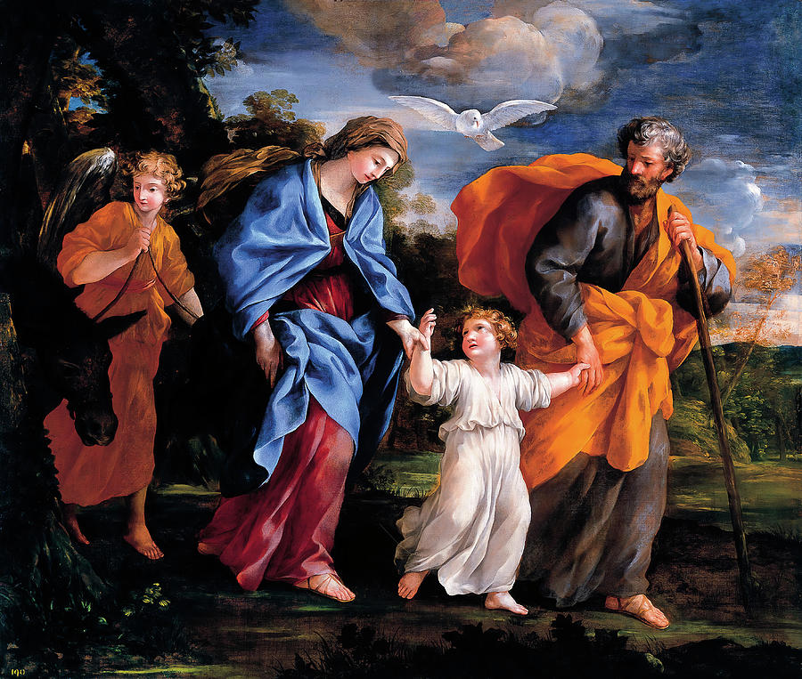 Giovanni Francesco Romanelli -Viterbo, c. 1610-1662-. Return from the Flight into Egypt -ca. 1635... Painting by Giovanni Francesco Romanelli -1610-1662-