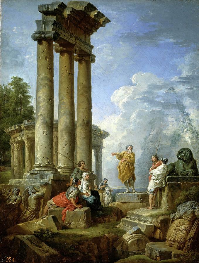 Giovanni Paolo Panini / Saint Paul Prophesying Amongst the Ruins, ca. 1735, Italian School. Painting by Giovanni Paolo Pannini -1691-1765-