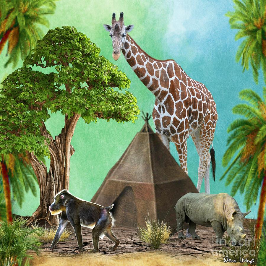 Giraffe Camp Digital Art by Gena Livings