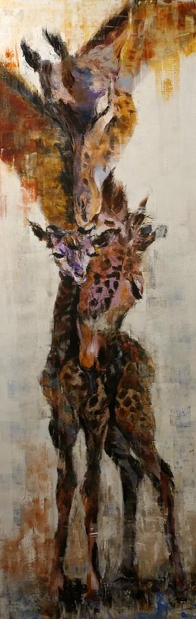 Animal Painting - Giraffe Family Painting by Sun Sohovich