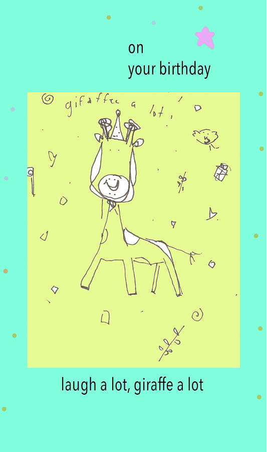 Giraffe Happy Bday Iphone Case Drawing by Ashley Rice
