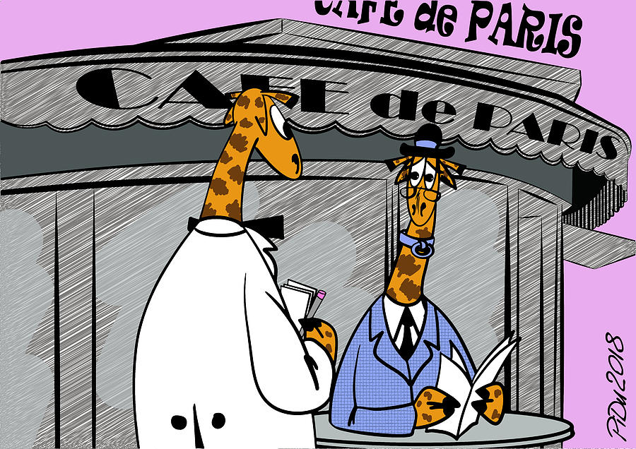 Giraffe in Cafe de Paris Digital Art by Piotr Dulski