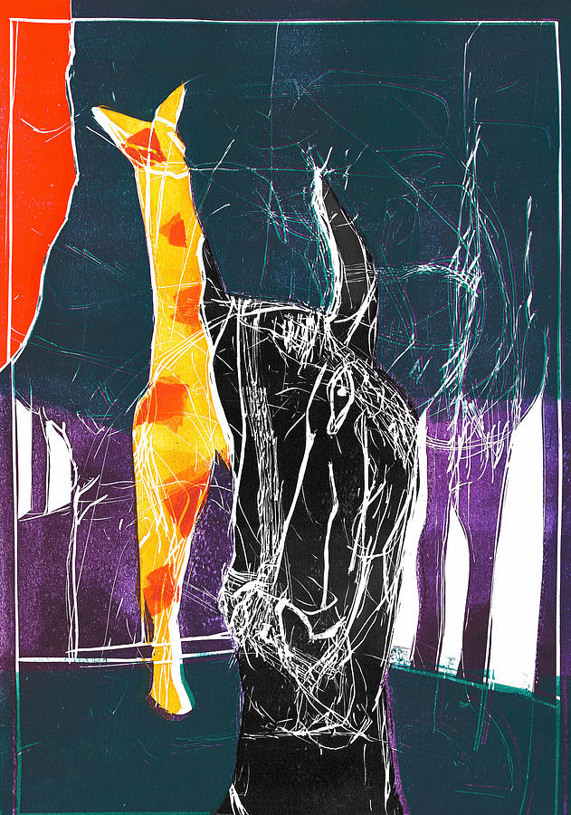 Giraffe in day and night Relief by Edgeworth Johnstone