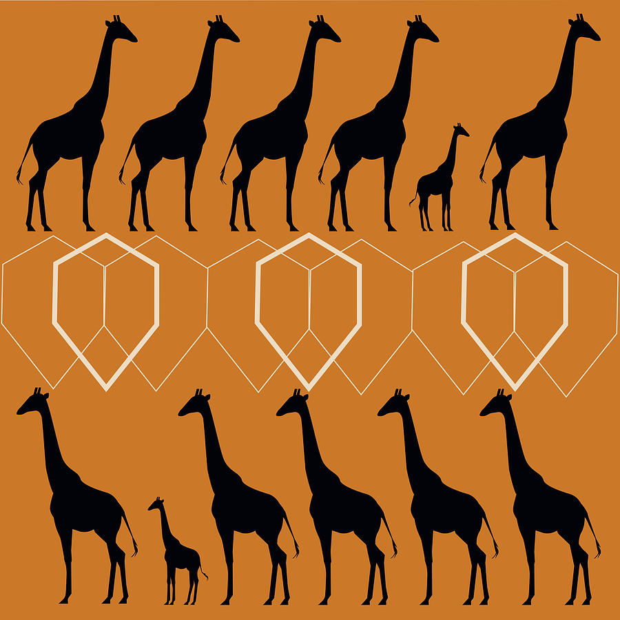 Giraffe Digital Art - Giraffe Line-up by Marie Sansone