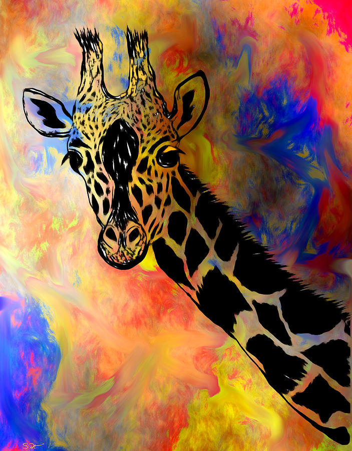 Giraffe Pizazz Drawing by Abstract Angel Artist Stephen K