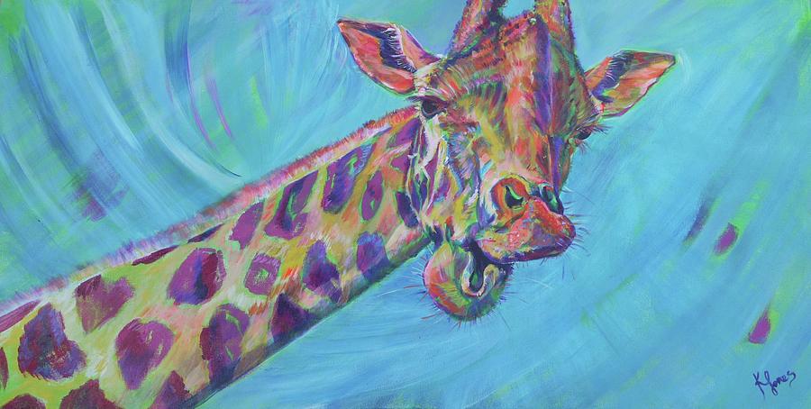 Giraffe Says Hi Painting by Karin McCombe Jones