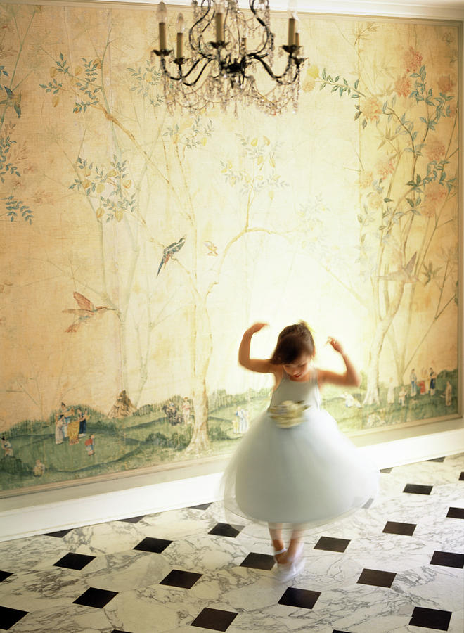 Girl 3-5 Spinning In Front Of Mural In Photograph by Todd Pearson