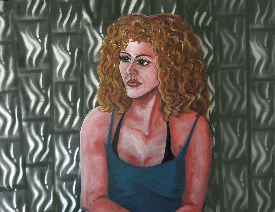 Girl and Tiles Painting by Joan Stratton