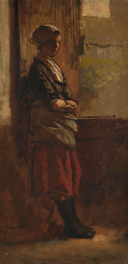 Girl at a doorway. Painting by Jacob Maris -1837-1899-