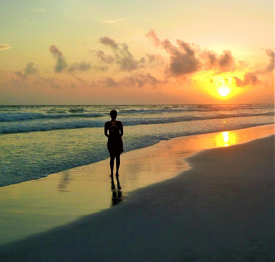 Girl At Sunset Destin Beach Fl Photograph By Theresa Nye Fine Art America
