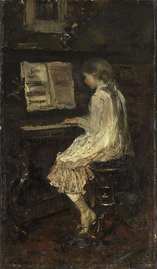 Girl at the Piano. Painting by Jacob Maris -1837-1899-