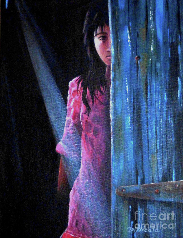 Girl Behind The Blue Door Painting by Anthony DiNicola
