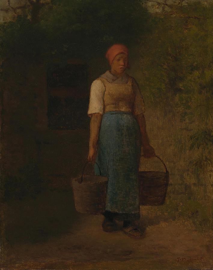 Girl Carrying Water. Painting by Jean Francois Millet -1814-1875 ...