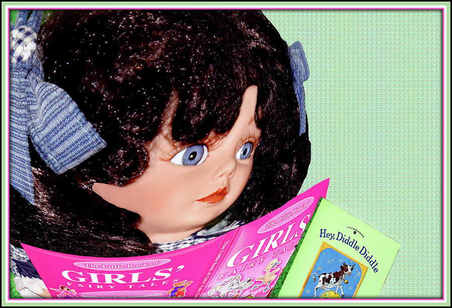 Girl Doll Reading Mixed Media